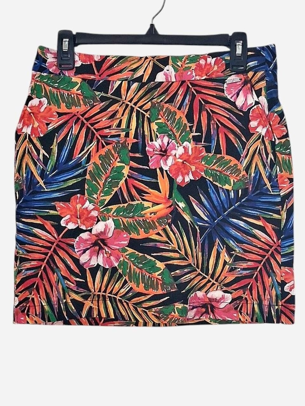 Rafaella Tropical Floral Mini Skirt - Black Multi